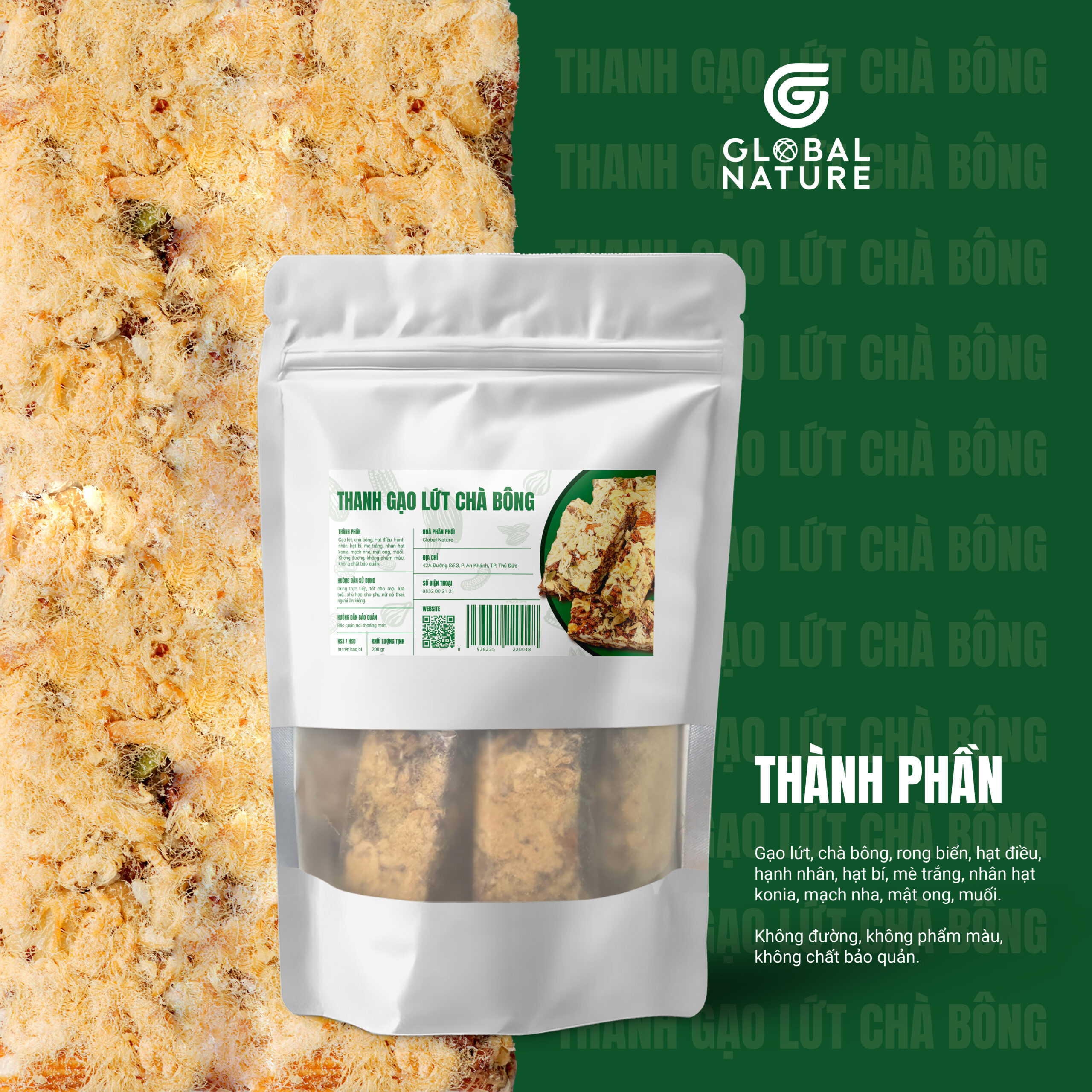 Thanh Gạo Lứt Chà Bông Dinh Dưỡng - 200gr