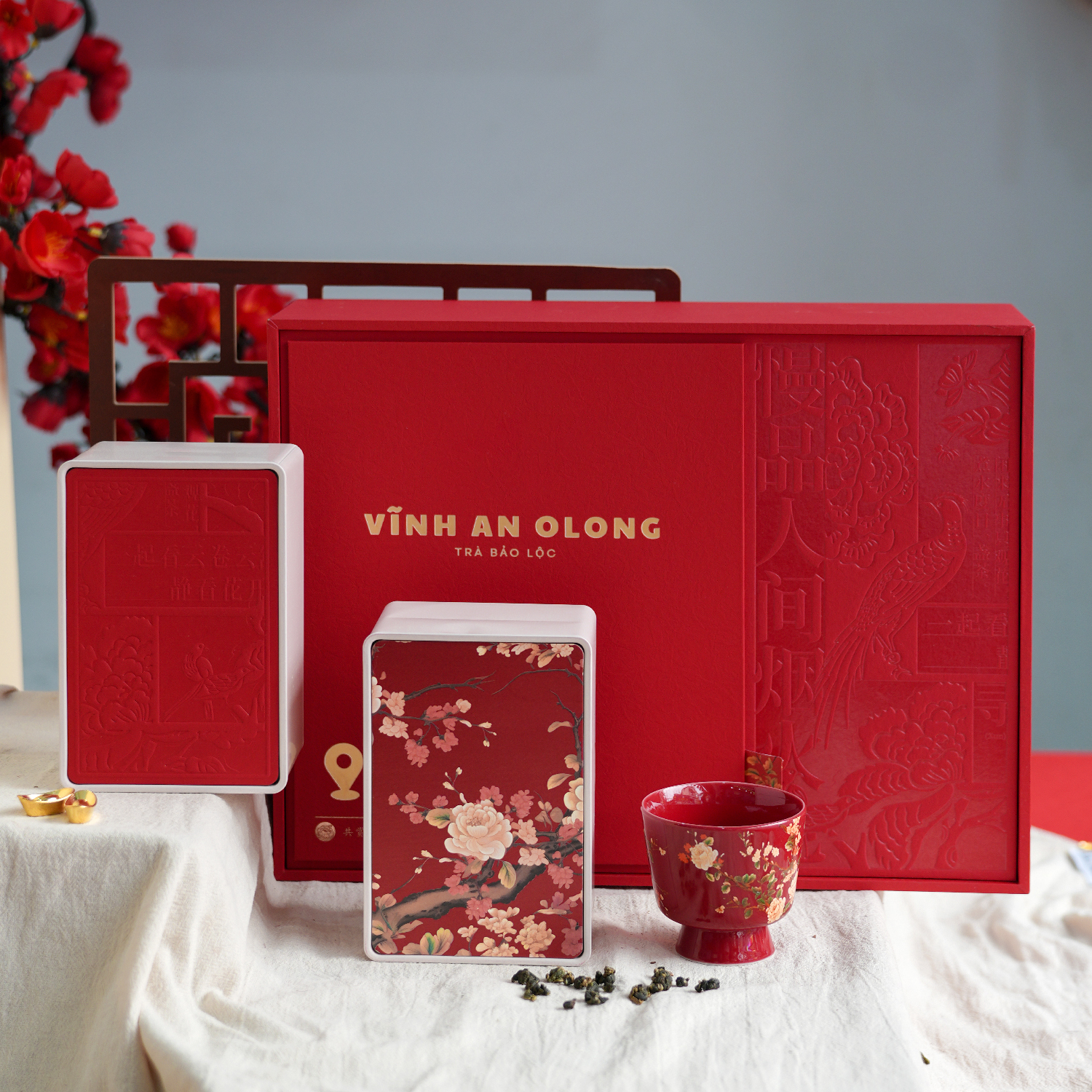 Set Trà Biếu Tặng Thượng Hạng Tặng Phẩm Hoa Ly Đỏ - Ảnh 2